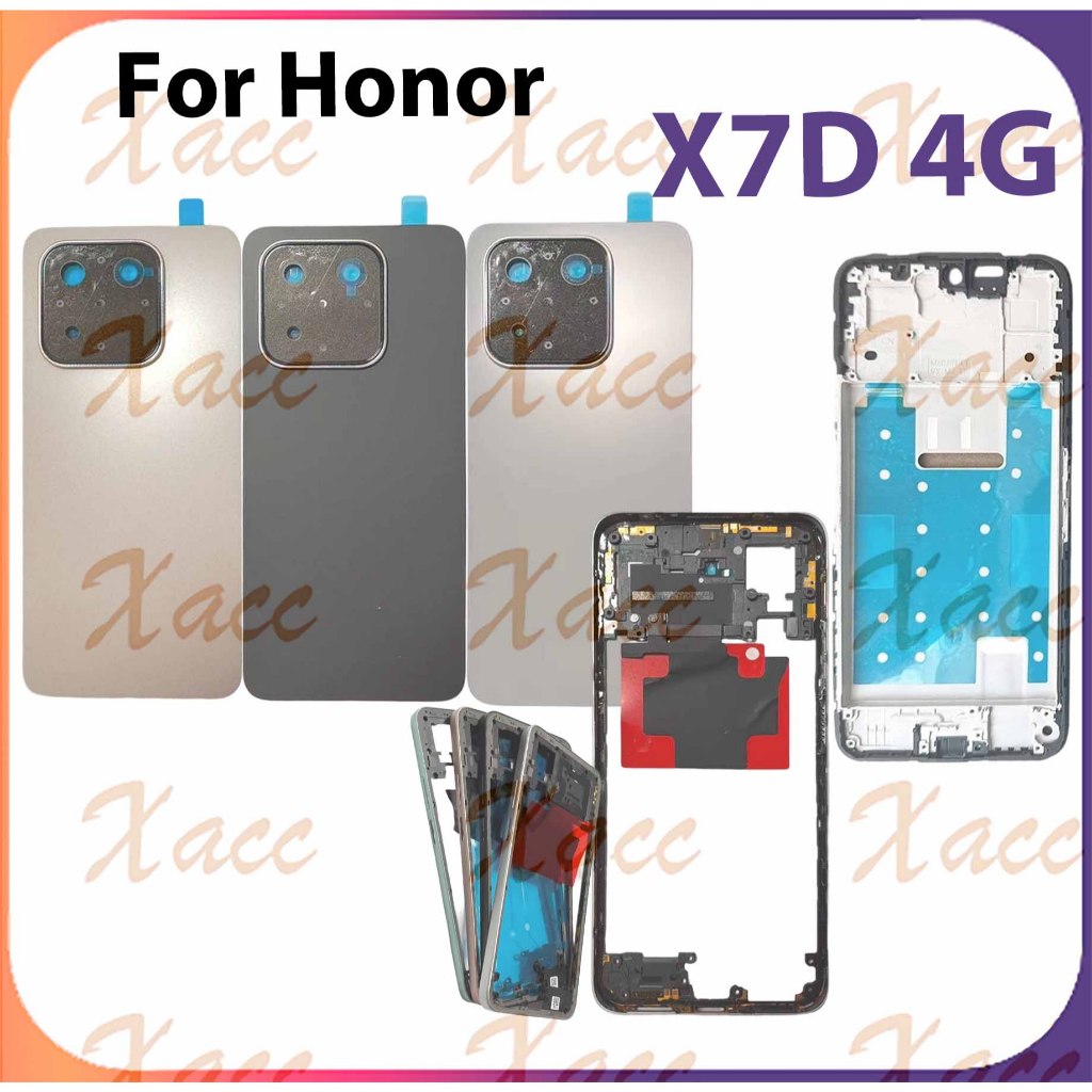 สําหรับ Honor X7D 4G Honor 400 สมาร์ท 5G ฝาหลังแบตเตอรี่ชุดกรอบกลางปุ่มเลนส์กล้องกรอบ LCD กรอบด้านหน้าโทรศัพท์เปลี่ยนการติดตั้ง