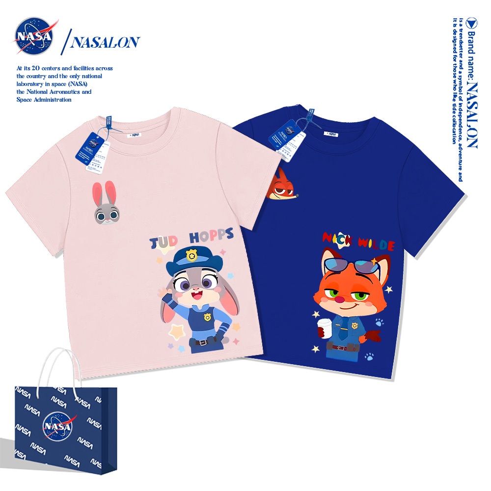 NASA เสื้อยืดเด็ก Judy Nick ลายการ์ตูน ผ้าฝ้าย 100% ระบายอากาศดี ใส่ได้ทั้งเด็กชาย-หญิง อายุ 1-12 ปี