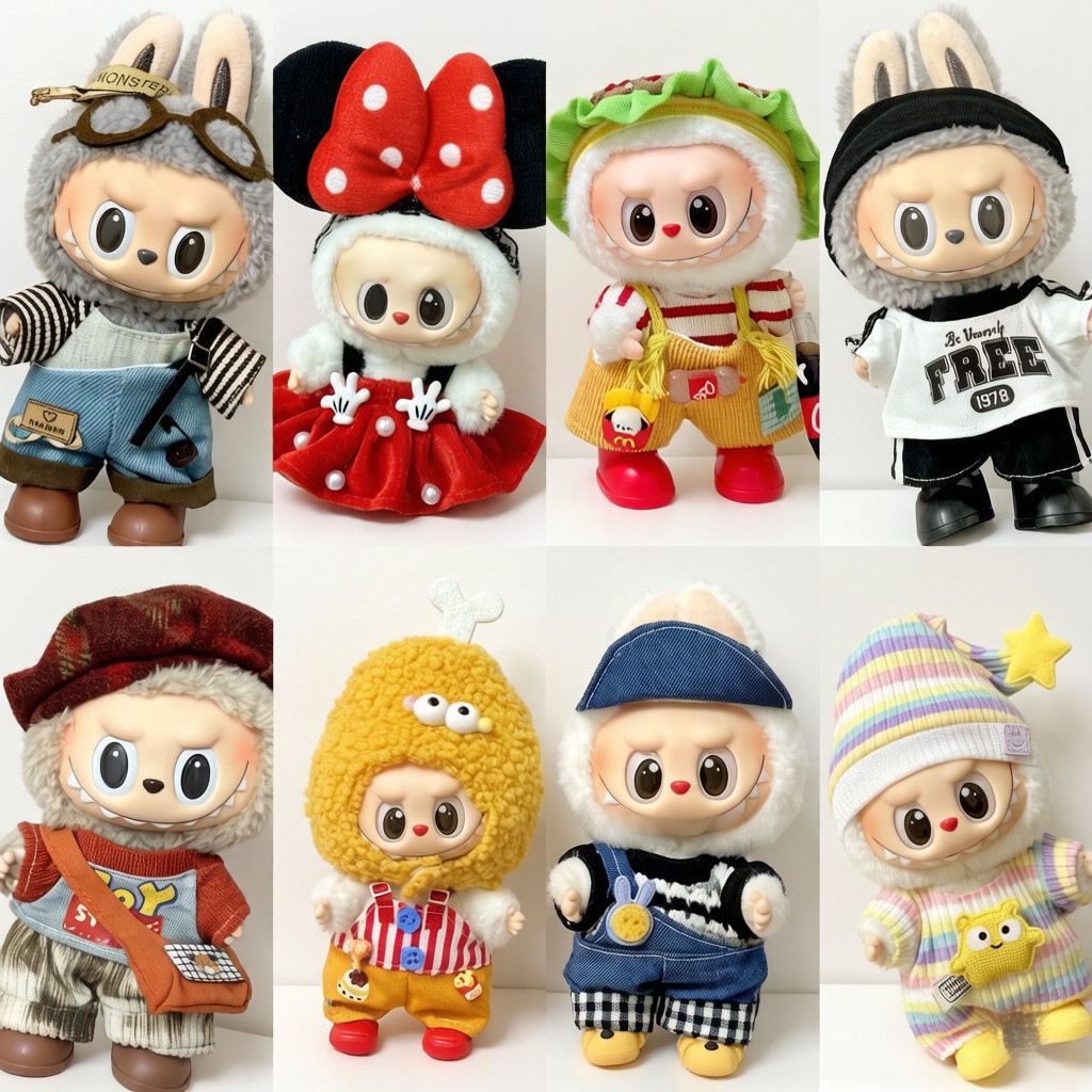เฉพาะเสื้อผ้าตุ๊กตาสําหรับหนึ่งสองสามรุ่น 17 ซม. labubu 利 มหาวิทยาลัย特格服