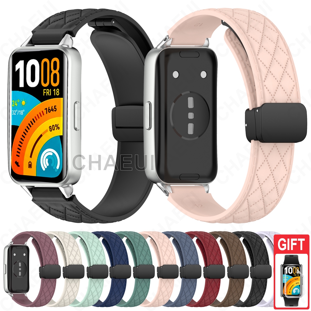 สายรัดซิลิโคนสายรัดข้อมือหัวเข็มขัดแม่เหล็กอุปกรณ์เสริมสําหรับ Huawei Band 11 Pro 10 9 8 7 6