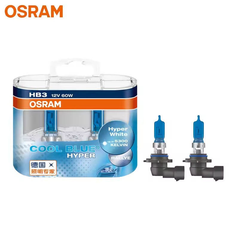 OSRAM ไฟหน้ารถฮาโลเจน HB3 9005 12V 60W Cool Blue Hyper Beam 5300K หลอดไฟสีขาว 9005CBH(1 คู่)