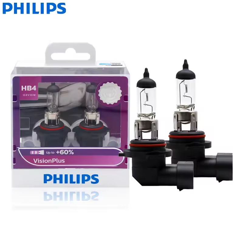 Philips 9006 HB4 VisionPlus 12V 55W P22d 9006VPS2 ไฟหน้ารถฮาโลเจน VP + 60% มากกว่า Bright Light หลอด