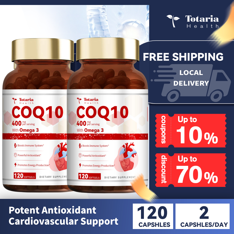อาหารเสริม Totaria Coq10 พร้อม Omega-3 | รองรับพลังงานหัวใจและเซลล์ขั้นสูง | สูตรการดูดซึมที่เพิ่มขึ้น - วีแกน 120s