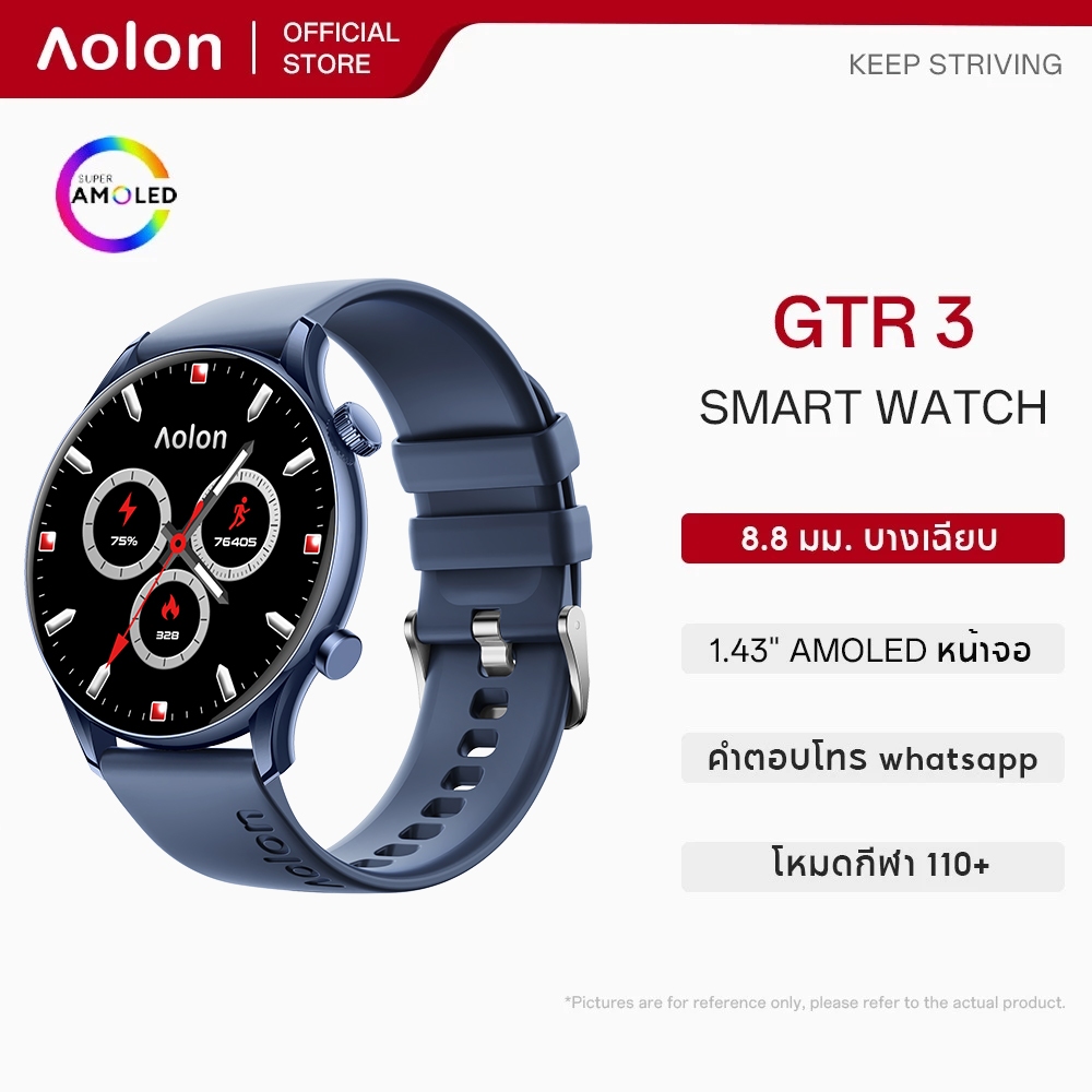 Aolon GTR 3 สมาร์ทวอทช์ AOD โทรบลูทูธ Amoled อายุการใช้งานแบตเตอรี่ยาวนาน IP68 สมาร์ทวอทช์