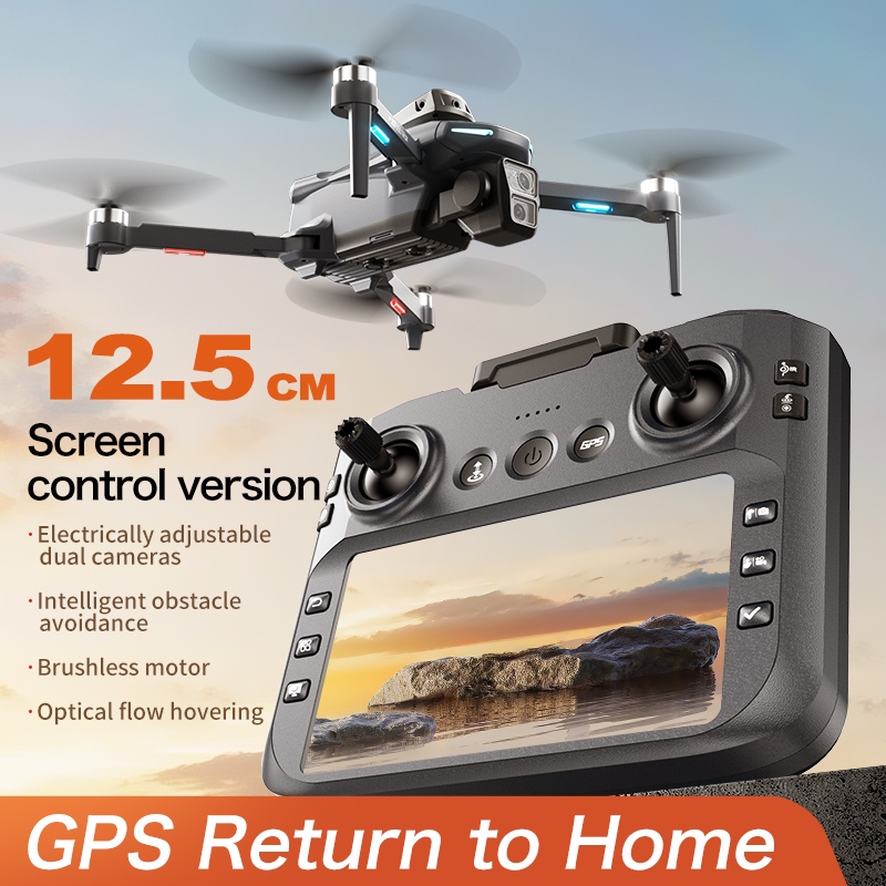 XT606 GPS Drone 8K HD Dual กล้องอัจฉริยะหลีกเลี่ยงอุปสรรค 5.6 "รีโมทคอนโทรล GPS ตําแหน่งเลนส์ปรับอิเ