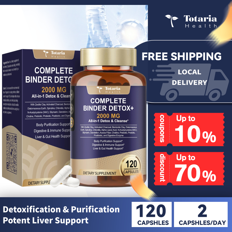 Totaria 2000MG All-in-1 Detox, ถ่านกัมมันต์, Zeolite, Bentonite Clay, Alpha Lipoic Acid, 120s