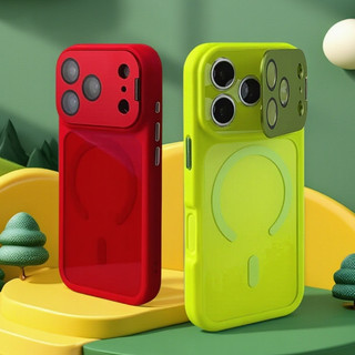 【Metal bracket/With Ai Button/Acrylic hard case/Red】เคส compatible for iPhone 12 13 14 15 16 17 pro max case
