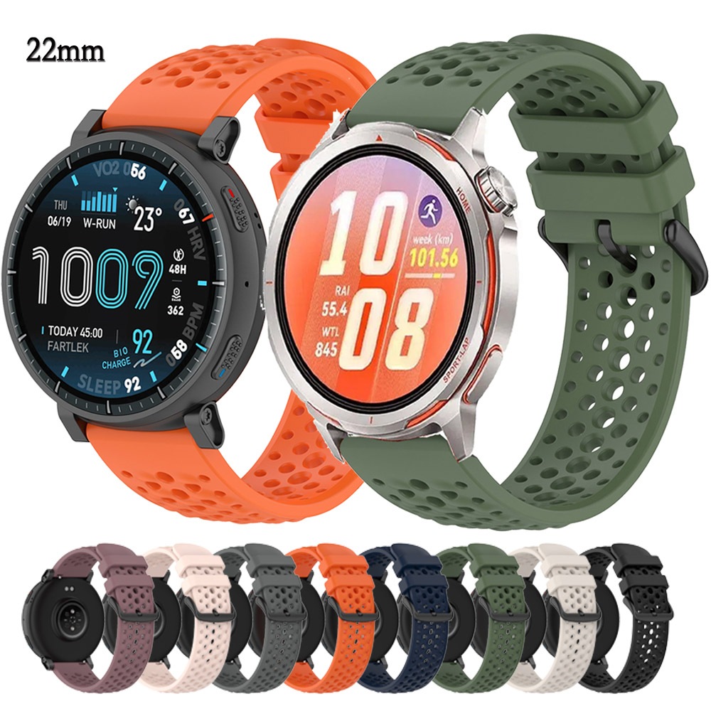 สําหรับนาฬิกา Oppo X3/สําหรับ Huami Amazfit Active Max 22 มม.สายคล้องคอซิลิโคนสบายและระบายอากาศสายนาฬิกาทดแทน