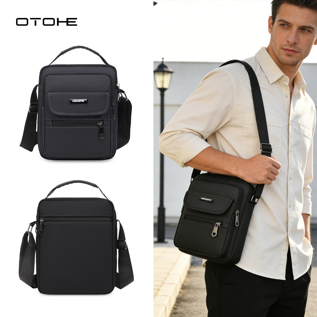 OTOHE กระเป๋าผู้ชายกระเป๋าสะพายแฟชั่น CrossBody กระเป๋ากระเป๋าถือลําลองขนาดใหญ่ความจุน้ําหนักเบา Casual Sport Street กระเป๋า
