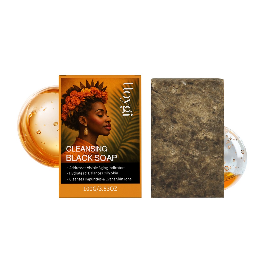 Hoygi African Black Soap Bar – Anti-Aging, Hydrating & Oil-Balancing Cleanser สําหรับผิวมัน, Evens S
