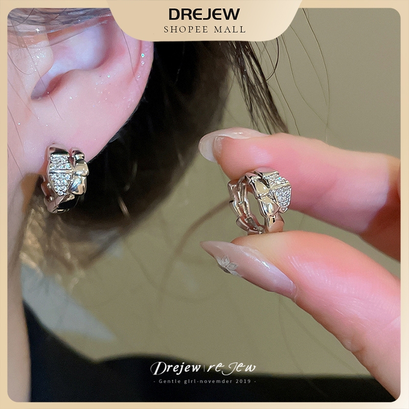 DREJEW ต่างหูหูหิ้ว ดีไซน์งูจี้เพชรซิคอน สไตล์ลักชัวรี่หรูหรา เหมาะสำหรับใส่ประจำวัน เดท ปาร์ตี้