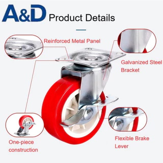 A & D ที่กําหนดเอง Universal ล้อล้อ 3 ซม.5 ซม.7 ซม.10 ซม.รอกล้อเบรคสวมใส่เงียบเฟอร์นิเจอร์ล้อ
