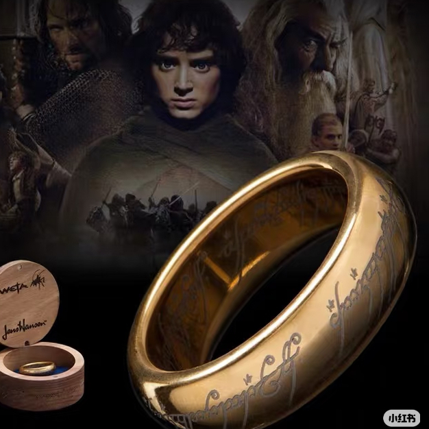 WETA Agent Ready Stock Magic Ring King Hobbit Gold-Plated Magic Ring with Incription Pattern Version