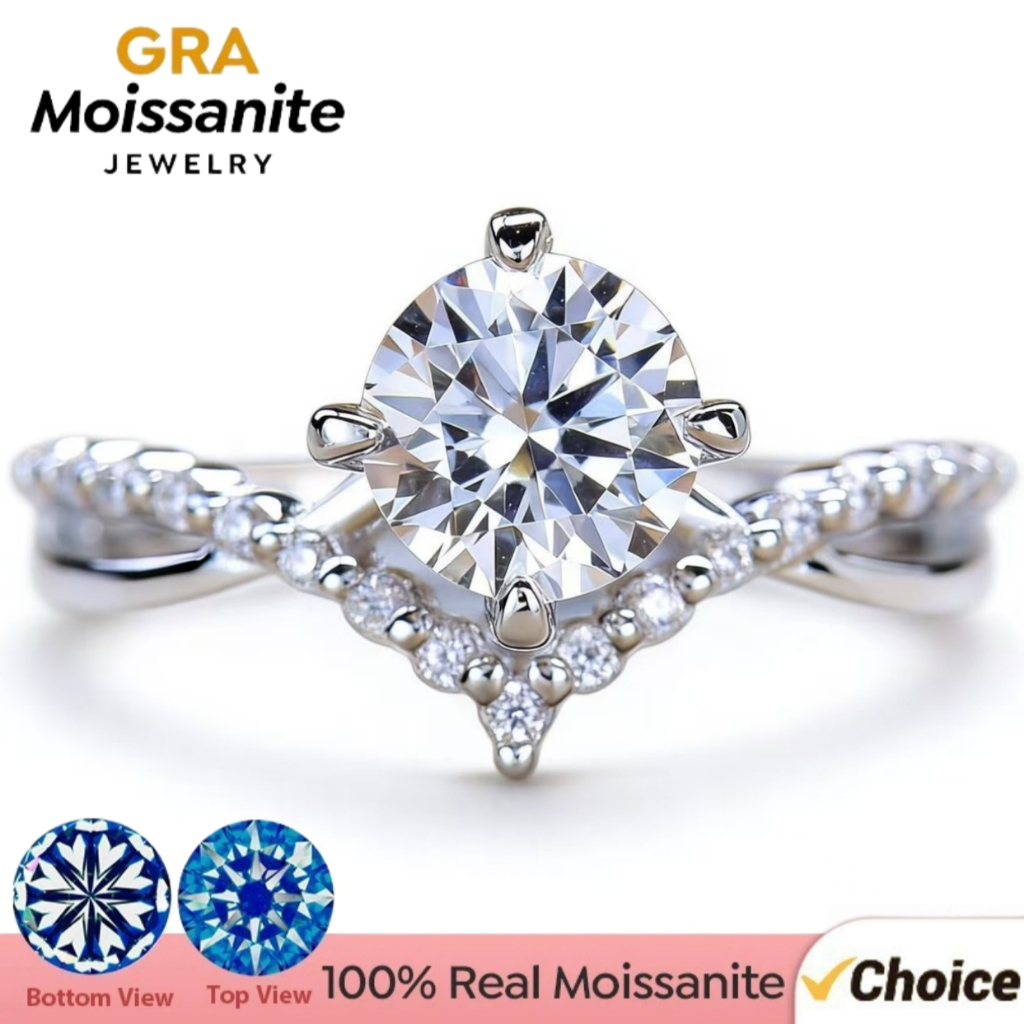 1 กะรัต Star River เงาผู้หญิงแหวน Moissanite 925 เงิน 18K Gold Plated