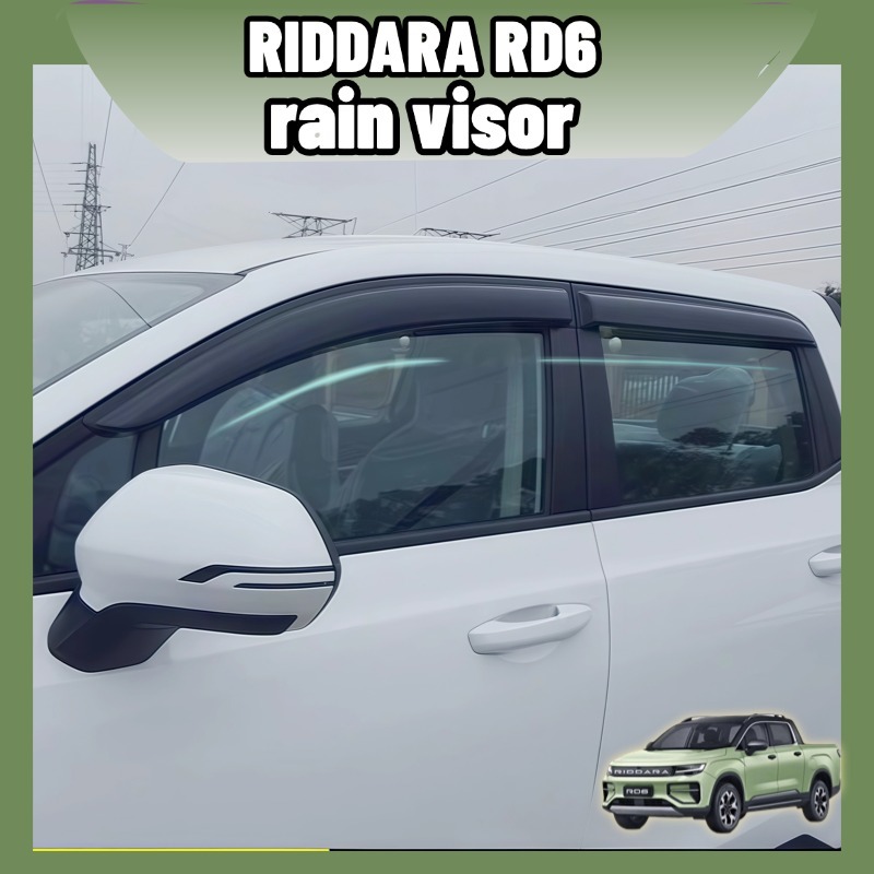กันสาด RIDDARA RD6 สีดำ ABS กระจกไม่มีฝ้า ระบายอากาศดี กันแดดลดความร้อน ติดตั้งเองได้