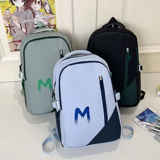 กระเป๋าหลัง เป้สะพายหลังกันน้ำ ความจุสูง สีชนกัน แฟชั่น unisex สำหรับนักเรียนมัธยม นักศึกษา ชาย-หญิง back to school
