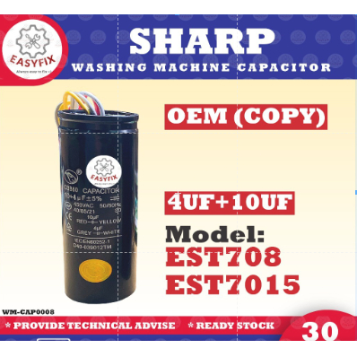 (ต้นฉบับ 100%) EST708 / EST7015 SHARP 4UF 10UF 2IN1 SPIN WASH CAPACITOR เครื่องซักผ้า KAPASITOR SHAR