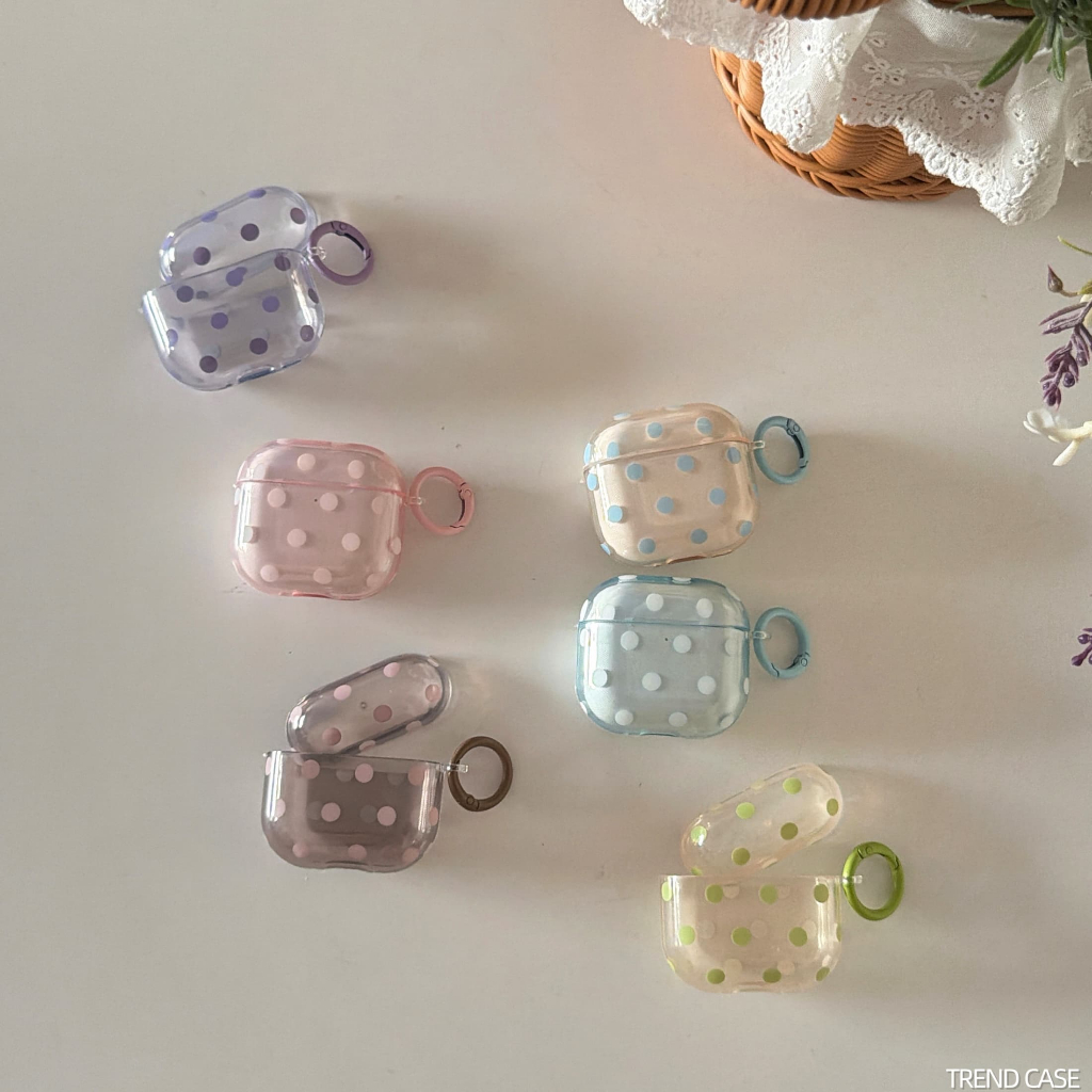 Simple Polka Dots หูฟังป้องกันกรณีสําหรับ Apple AirPods Pro3 4 4th Gen Airpods 1 2 3 Pro 2 พร้อมพวงกุญแจ