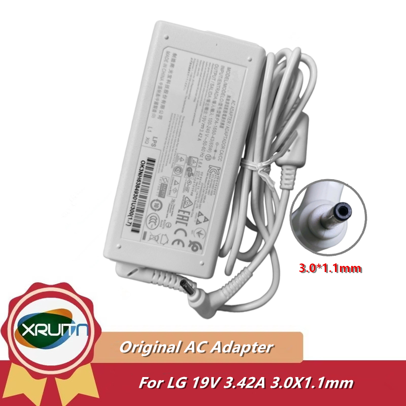 Original 19V 3.42A 65W PA-1650-43 3.0*1.1 มม.อะแดปเตอร์ AC สําหรับ LG Gram 15Z970 14Z980C แหล่งจ่ายไ