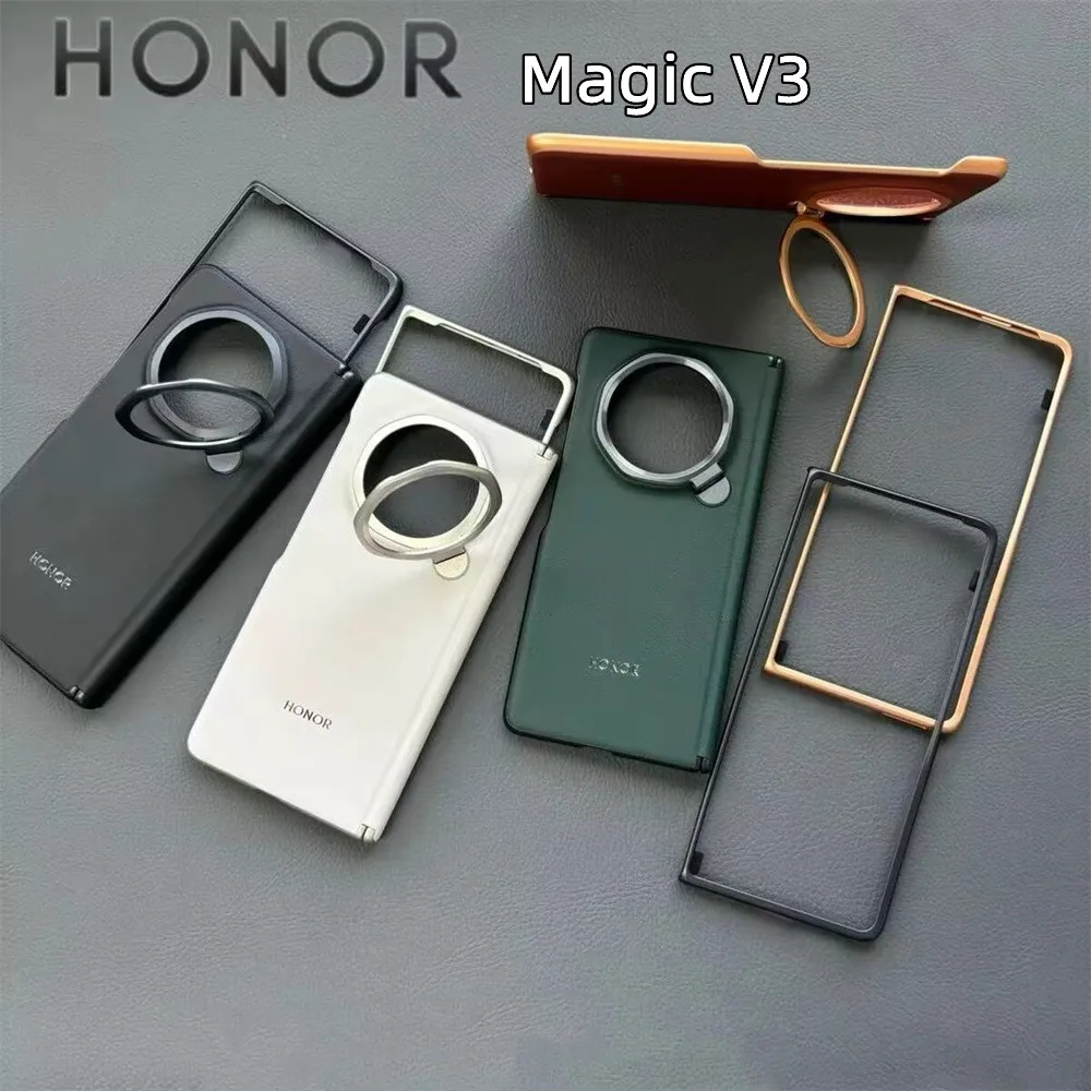 สําหรับ Honor Magic V3 Magnetic Ring Stand Case หนังพรีเมี่ยมฝาครอบโทรศัพท์พับได้