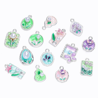 St.kunkka จี้ซิงค์อัลลอยลงยาประดับมุก คละแบบ หัวใจ ดอกไม้ ดา…