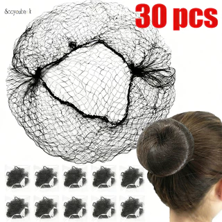 30ชิ้น30/50/60เซนติเมตรอัลตร้าไฟน์ที่มองไม่เห็นตาข่ายคลุมผมสําหรับผู้หญิงสาวความยืดหยุ่นตาข่ายสีดําผมสุทธิทนทานขอบบุญปกทนทานผ้าโพกศีรษะ