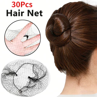 30ชิ้น30/50/60เซนติเมตรอัลตร้าไฟน์ที่มองไม่เห็นตาข่ายคลุมผมสําหรับผู้หญิงสาวความยืดหยุ่นตาข่ายสีดําผมสุทธิทนทานขอบบุญปกทนทานผ้าโพกศีรษะ