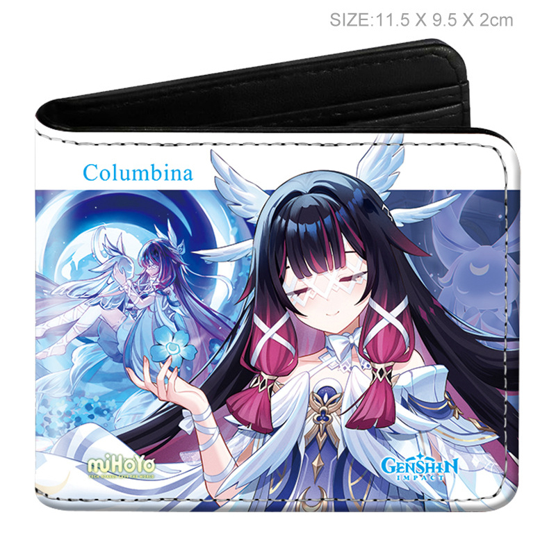 Genshin impact wallet Furina Columbina shogun กระเป๋าสตางค์หนัง PU ใบสั้น กระเป๋าใส่เหรียญ