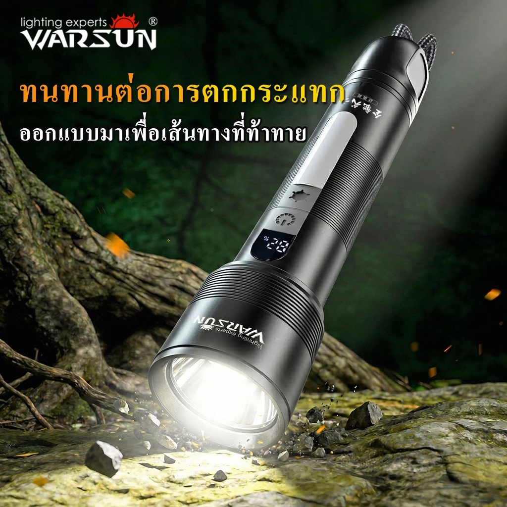 ไฟฉาย LED Warsun NB01 USB-C ซูมได้ มีไฟข้าง กันน้ำ หน้าจอดิจิตอล thumbnail 10