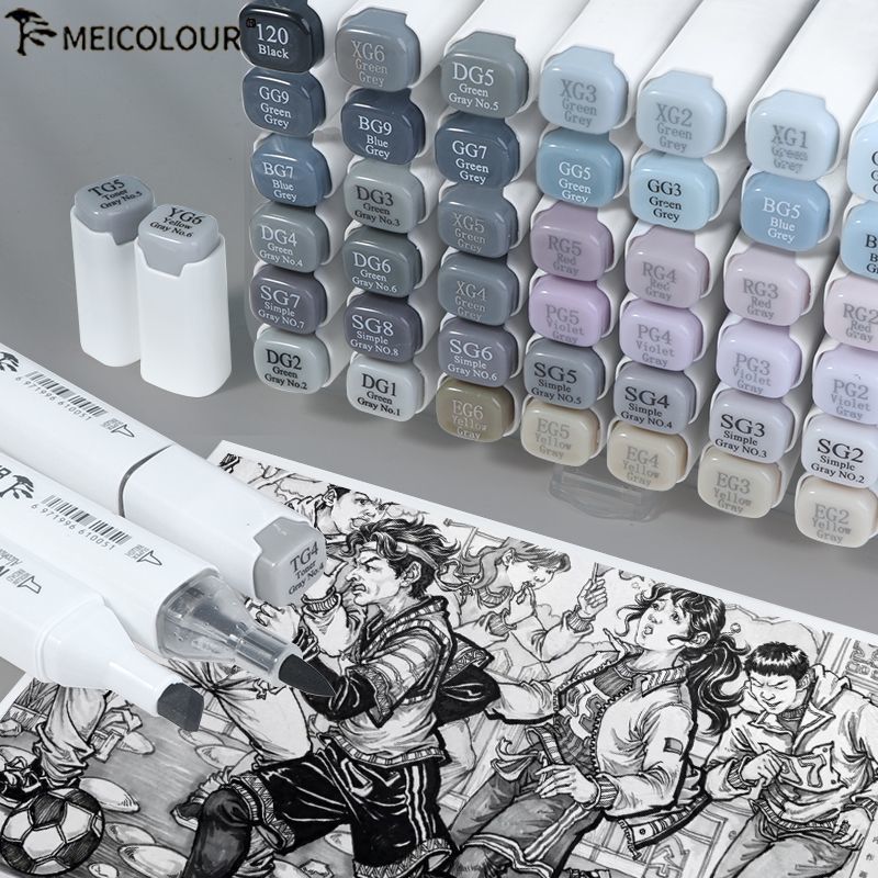 Mecal Soft Tip Grey Marker Set Sketch Sketch Industrial Design Dedicated Double-Headed Oily ทึบแสง M