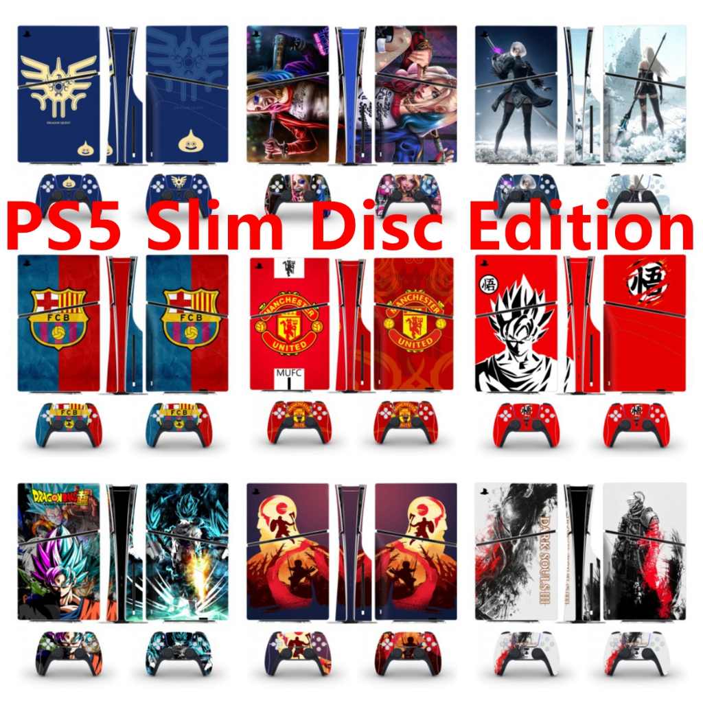 100 สีสติกเกอร์ผิวใช้งานร่วมกับ Sony Playstation 5 Slim Disc Edition ไวนิล Decal รูปแบบชุดฟิล์มป้องก