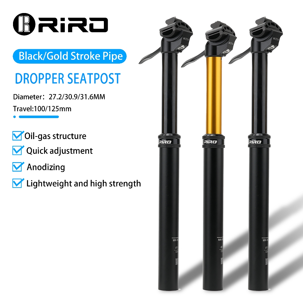 RIRO จักรยาน Dropper Seatpost 27.2/30.9/31.6 มม.Travel คู่มือไฮดรอลิกปรับความสูง MTB Road Bike Seat Tube