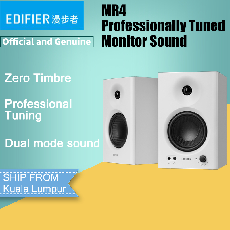 EDIFIER MR4 STUDIO MONITOR BOOKSHELF SPEAKER - อินพุต TRS บาลานซ์ | เอาต์พุตหูฟัง | ทวีตเตอร์ฟิล์มไห