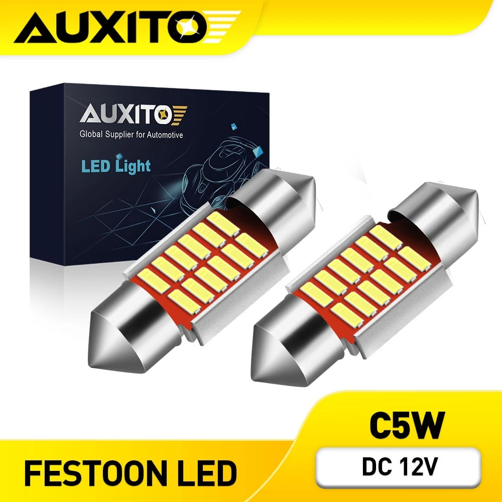AUXITO 2PC หลอดไฟ LED 31 มม C5W 36 มม. สว่างมาก สําหรับติดป้ายทะเบียนรถยนต์