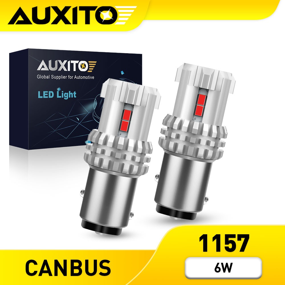 AUXITO 2PC 1157 P21W BAY15D หลอดไฟ LED Double Contact สําหรับไฟเบรคไฟท้าย Drl สีแดง