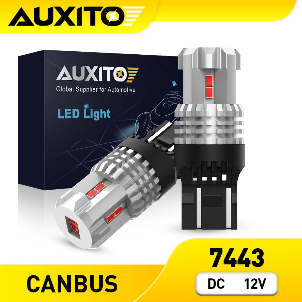 AUXITO 2PC ไฟเบรกรถยนต์ Led 6000K 7443 W21/5W 12PC 3020smd Tail Lights Brake Lights