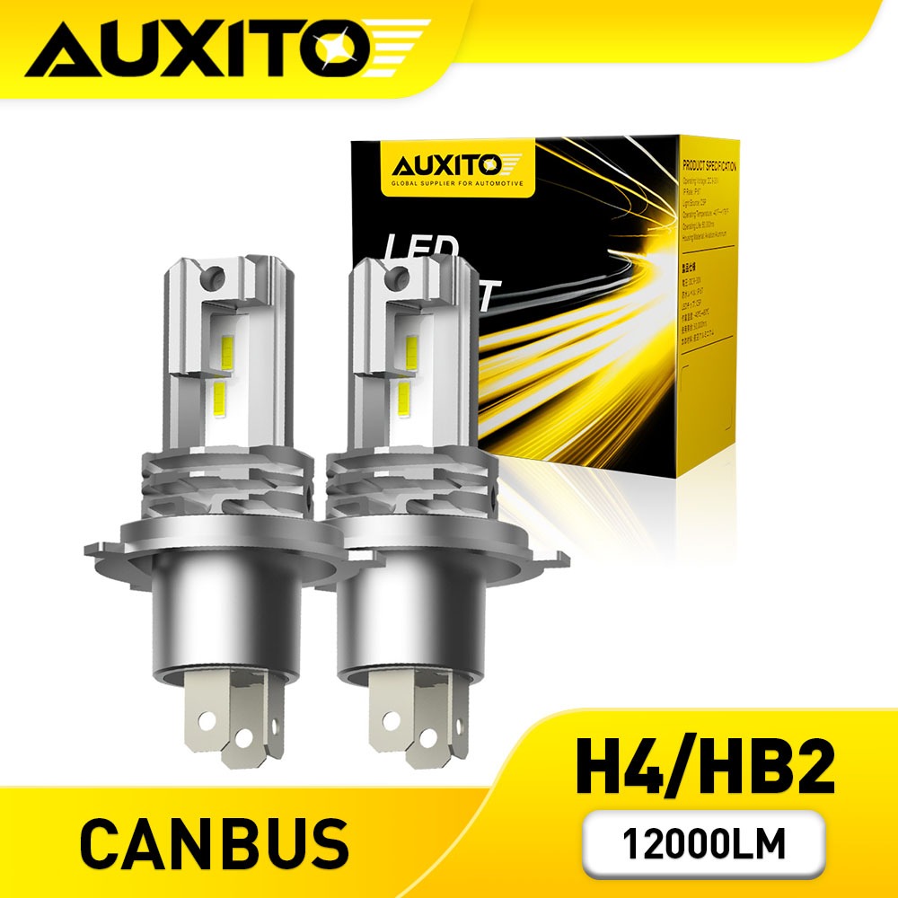 AUXITO 2PC ไฟหน้า M4 LED 12000LM H4 HB2 9003 Hi/Lo Canbus