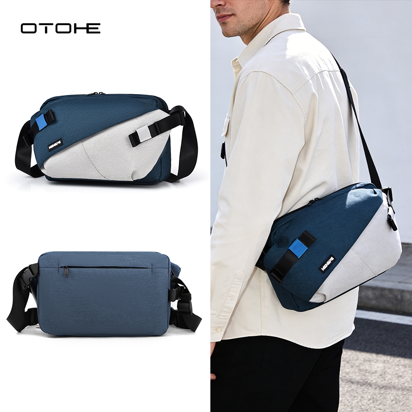 OTOHE Mens กระเป๋าคาดหน้าอกกระเป๋าสะพายข้างความจุขนาดใหญ่สไตล์วิทยาลัยสีตัดกันกระเป๋าสําหรับนักเรียนผู้ชายผู้หญิง