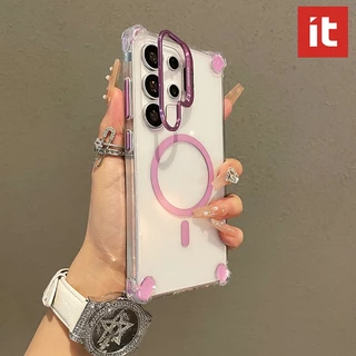 IT เคสแม่เหล็กสําหรับ Samsung Galaxy S26 S25 S24 Ultra พร้อมขาตั้งเลนส์กล้อง, 4X กันกระแทก S26 Ultra เคสโทรศัพท์พร้อมขาตั้ง