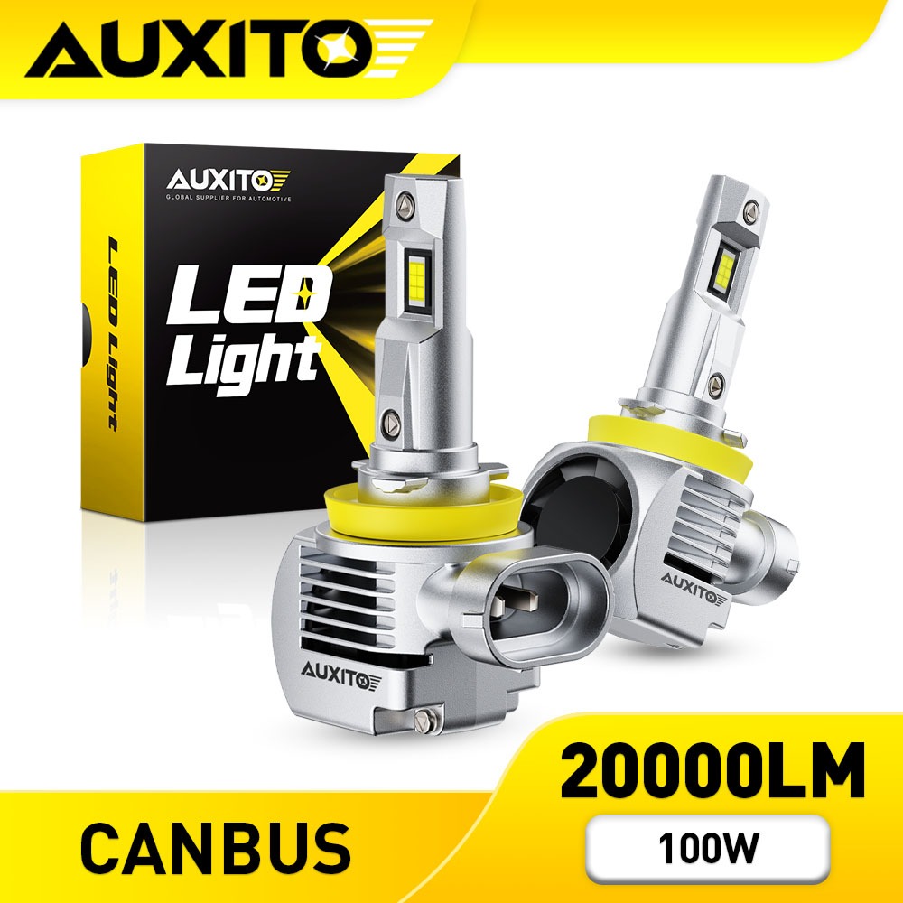 AUXITO 2PC ไฟหน้า Q16 LED 100W 20000LM H4 H11 9005 9012 6000K สีขาว Canbus Error Free
