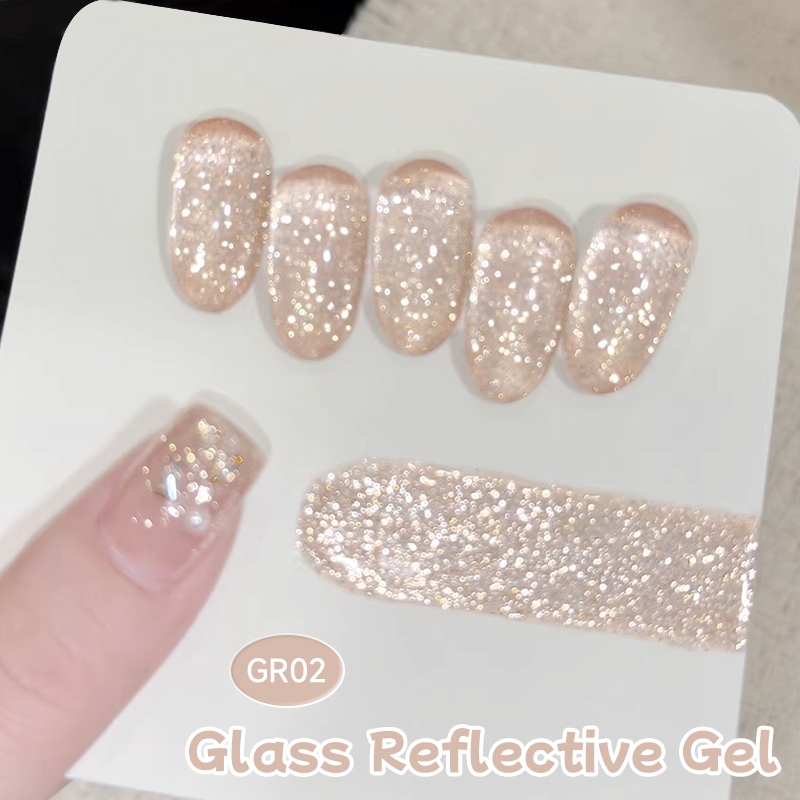 UR SUGAR 15ml แก้วเจลเล็บสะท้อนแสง Polish Water Glitter เล็บเจล Flash Effect Soak Off UV เจลเล็บเคลือบเงา