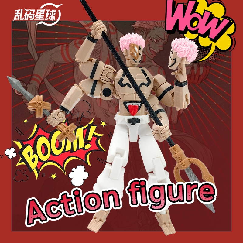 GPTOY Jujutsu Kaisen Sukuna Dual-Form Head Replacement Doll 3D พิมพ์รุ่นประกบสูง