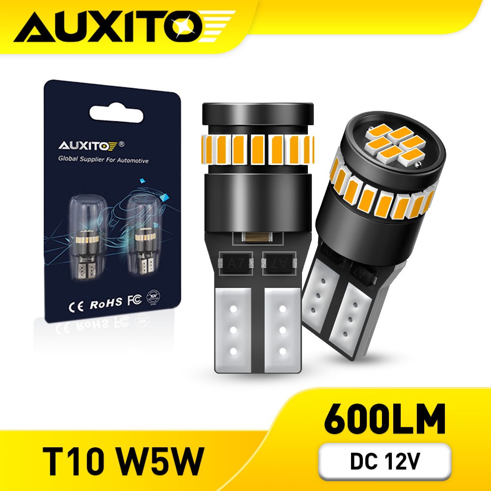 AUXITO 2PC หลอดไฟแคนบัส T10 W5W LED 194 168 ชิป 3014 สําหรับจอดรถยนต์  DC 12V