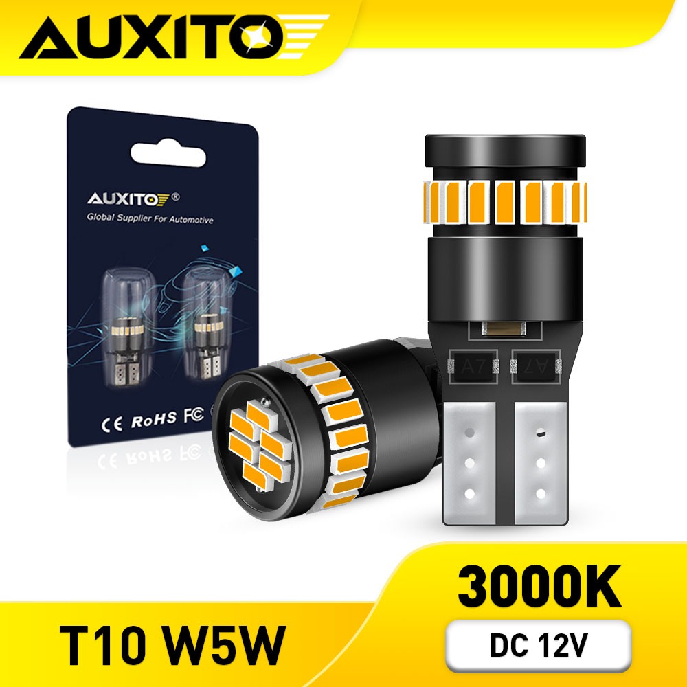 AUXITO 2PC หลอดไฟแคนบัส T10 W5W LED 194 168 24SMD-3014Chips Canbus ที่ไม่มีข้อผิดพลาด
