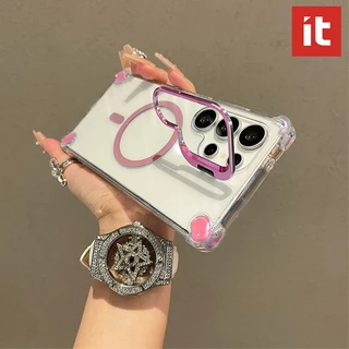 IT เคสแม่เหล็กสําหรับ Samsung Galaxy S26 S25 S24 Ultra พร้อมขาตั้งเลนส์กล้อง, 4X กันกระแทก S26 Ultra เคสโทรศัพท์พร้อมขาตั้ง