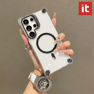 IT เคสแม่เหล็กสําหรับ Samsung Galaxy S26 S25 S24 Ultra พร้อมขาตั้งเลนส์กล้อง, 4X กันกระแทก S26 Ultra เคสโทรศัพท์พร้อมขาตั้ง