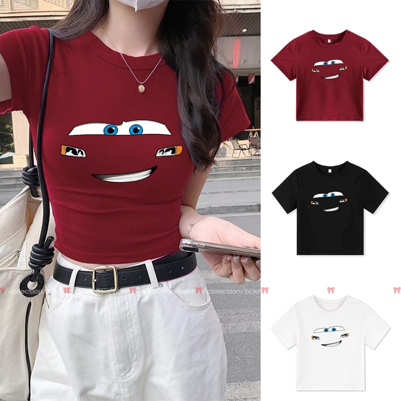 【จัดส่งตลอด24ชั่วโมง】🔥BCKR ลายการ์ตูน เสื้อสั้น แฟชั่น ❤️ เข้ารูป เซ็กซี่ สาวแซ่บ เสื้อผญเสื้อYG1928