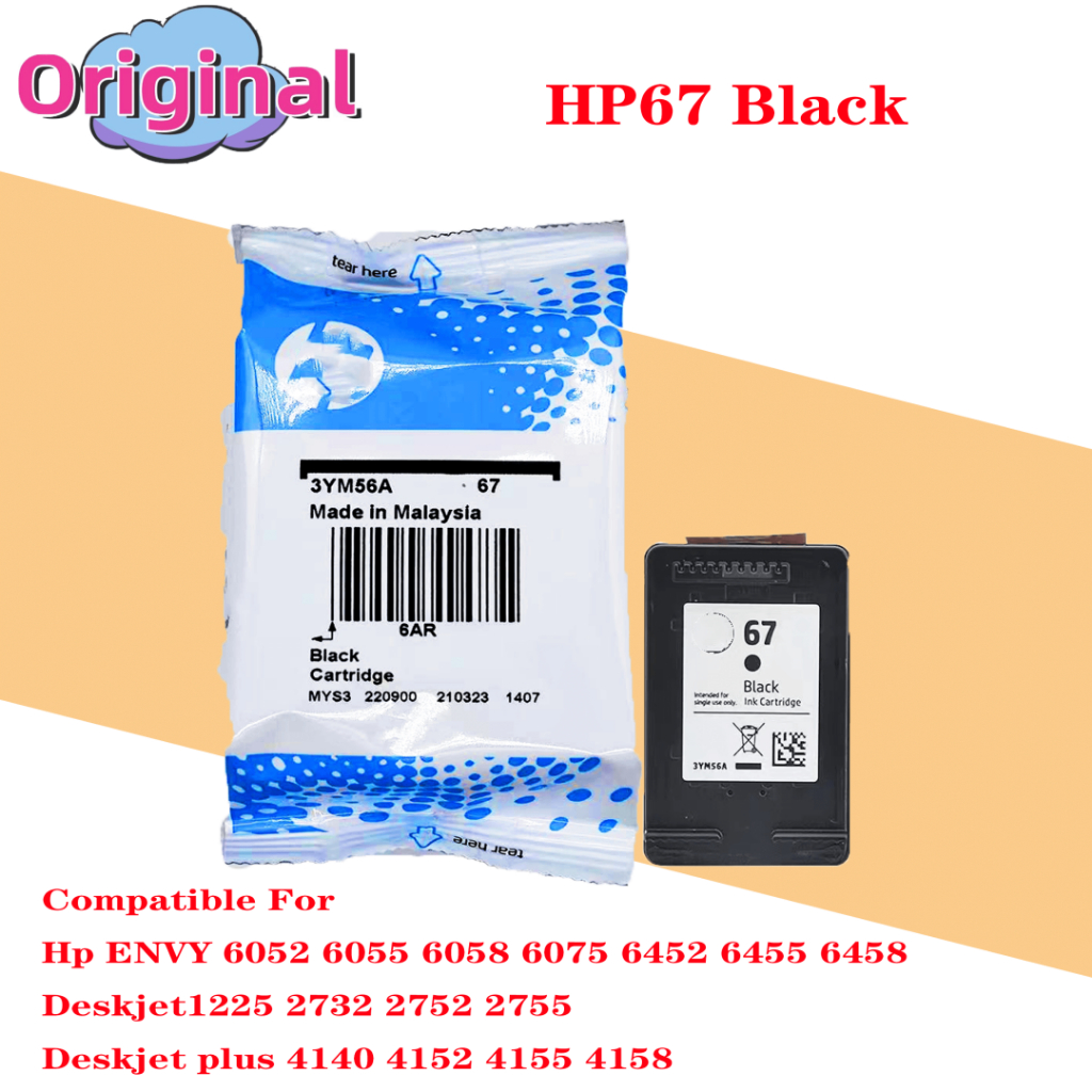 67XL ตลับหมึกที่รองรับสําหรับ hp67 สําหรับ HP 67 XL Deskjet 2723 2752 1225 ENVY 6020 6052 6055 6420 
