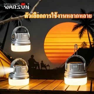 Warsun ES06 โคมไฟแคมป์ปิ้ง USB-C ชาร์จพลังงานแสงอาทิตย์ มีตะขอ พกพาง่าย