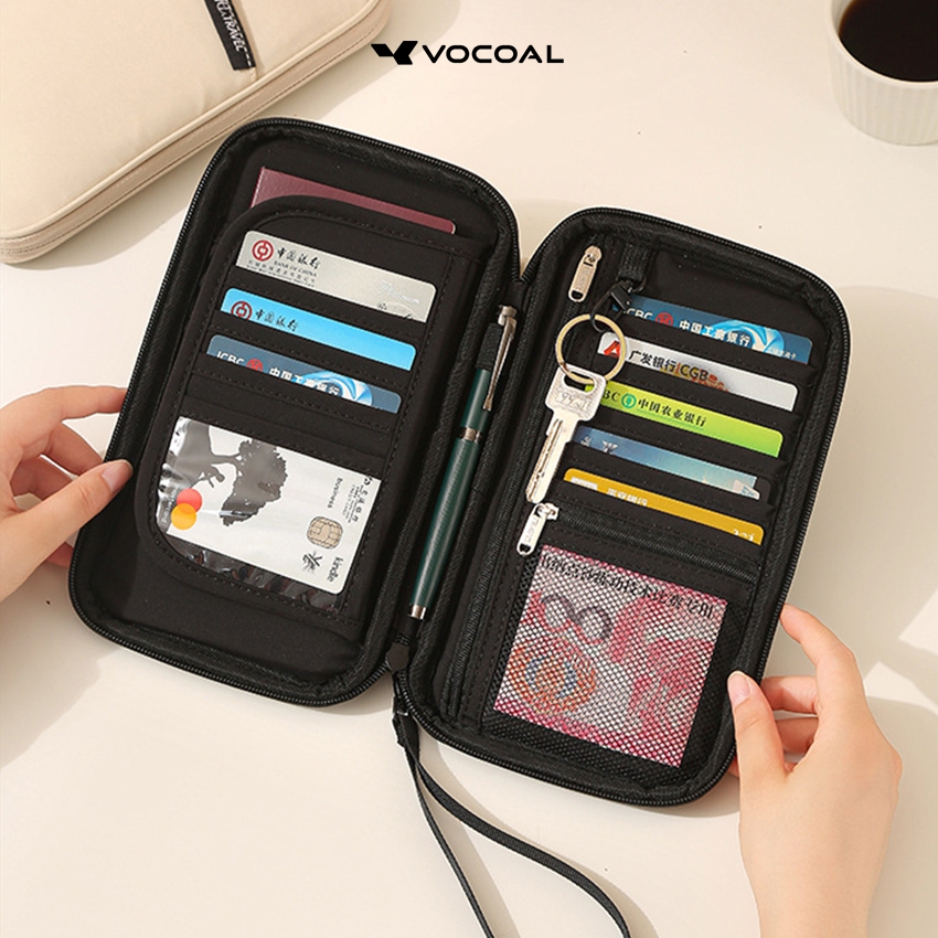 VOCOAL กระเป๋าสตางค์ใบยาวผู้ชาย Unisex ผ้า Oxford มัลติฟังก์ชั่นขนาดใหญ่ความจุ ID กระเป๋าผู้ถือหนังสือเดินทางผู้ถือตั๋วธุรกิจกระเป๋าเก็บ